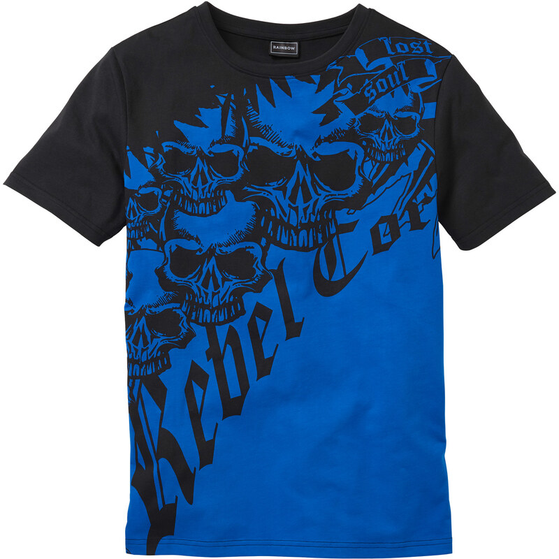 RAINBOW T-Shirt Slim Fit mit Totenkopfdruck kurzer Arm in blau für Herren von bonprix