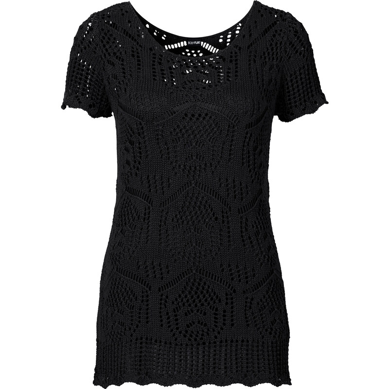 BODYFLIRT Strick-Shirt kurzer Arm in schwarz für Damen von bonprix