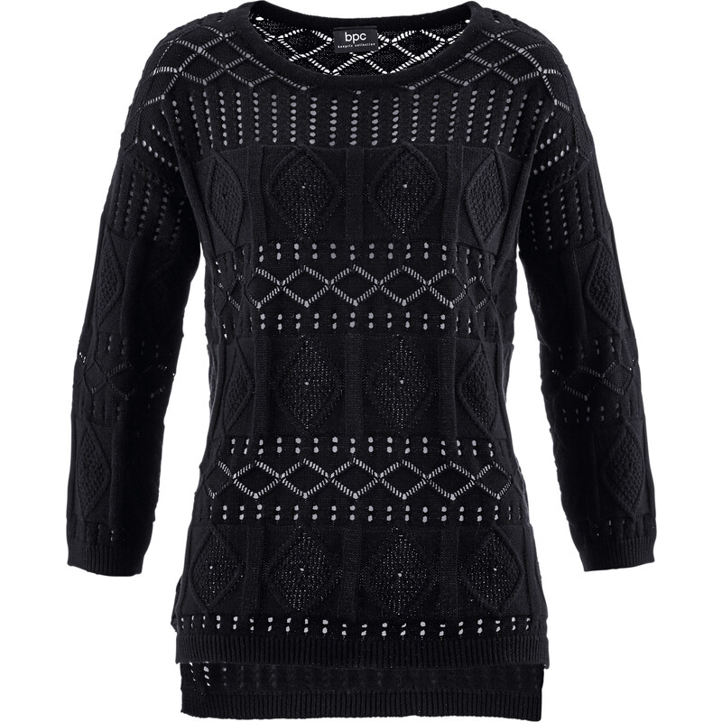 bpc bonprix collection Häkel-Pullover langarm in schwarz für Damen von bonprix
