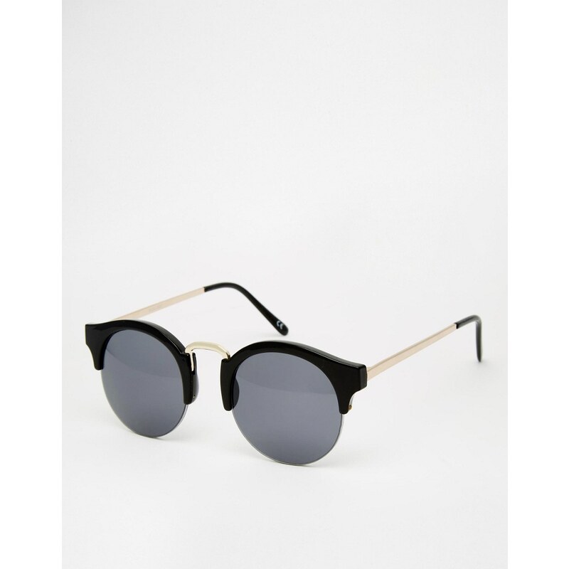 ASOS - Runde Sonnenbrille mit schwarzen und goldenen Bügeln - Schwarz