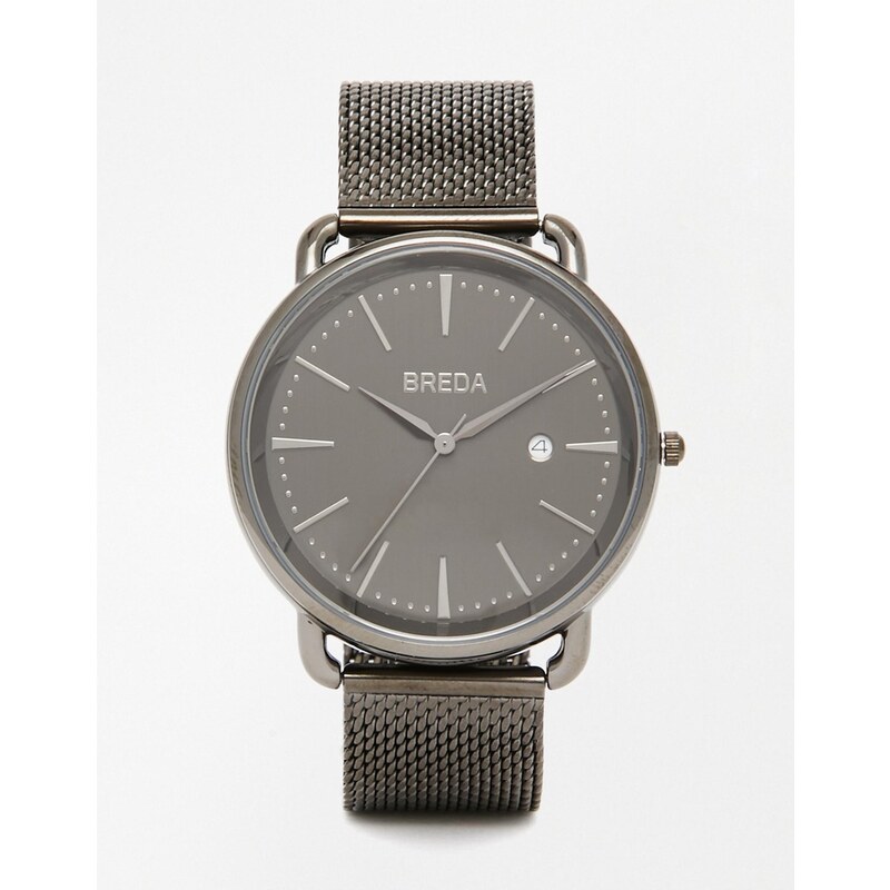 Breda Linx - Schwarze Uhr mit Netzarmband aus Edelstahl - Schwarz