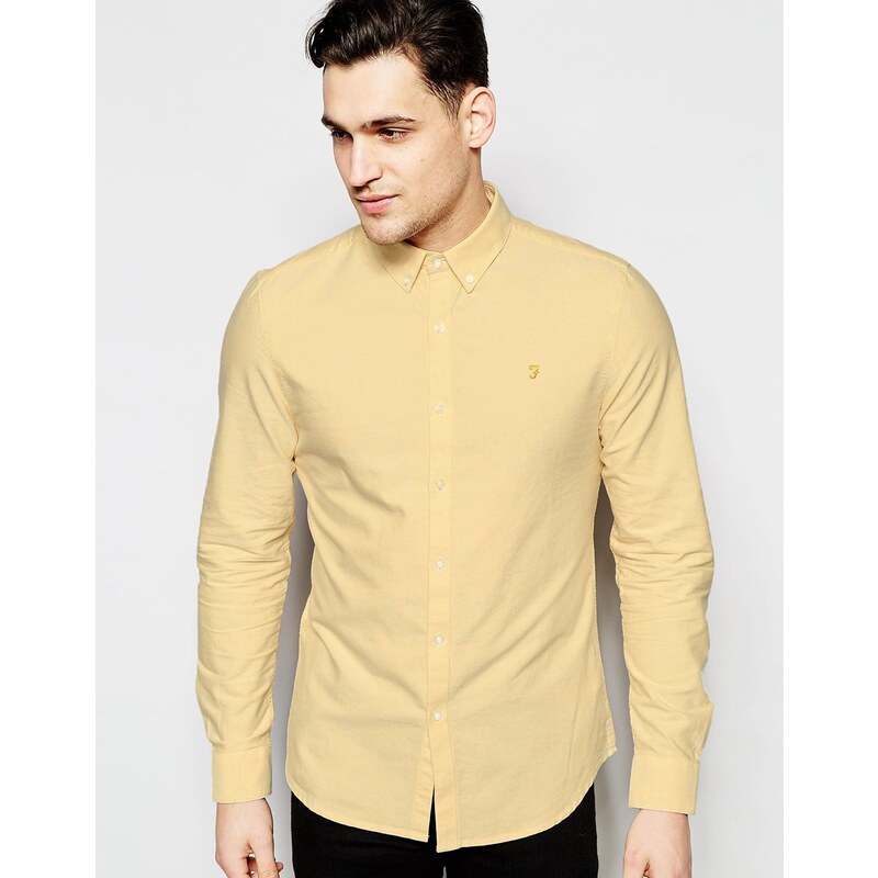 Farah - Oxford-Hemd in schmaler Passform - Gelb