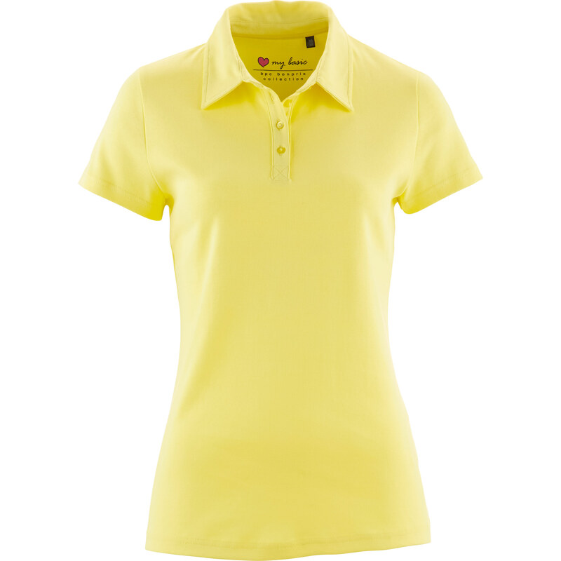 bpc bonprix collection Basic Baumwollshirt Rib-Jersey kurzer Arm in gelb für Damen von bonprix