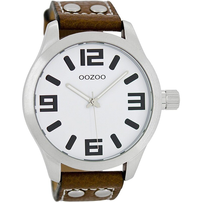 Oozoo XL Armbanduhr Weiß/Braun 46 mm C1051