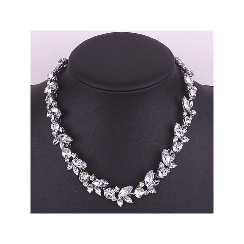 Lesara Halskette mit Kristall-Blüten - Silber