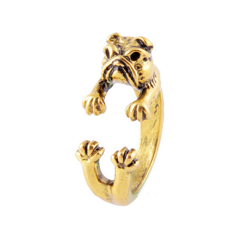 Lesara Ring im Shar-Pei-Hunde-Design - Gold