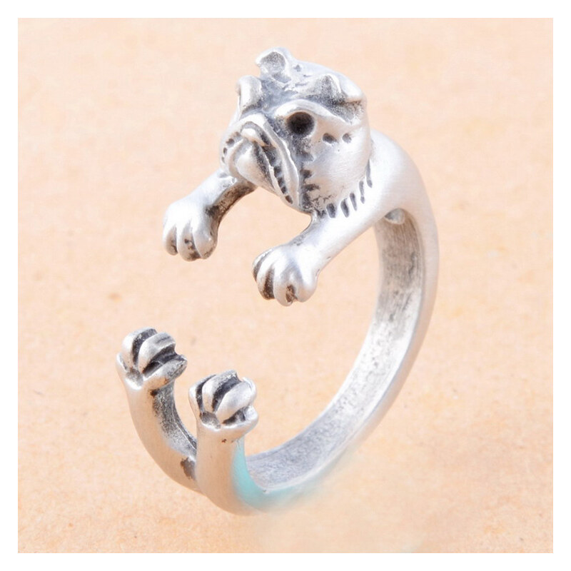 Lesara Ring im Shar-Pei-Hunde-Design - Silber