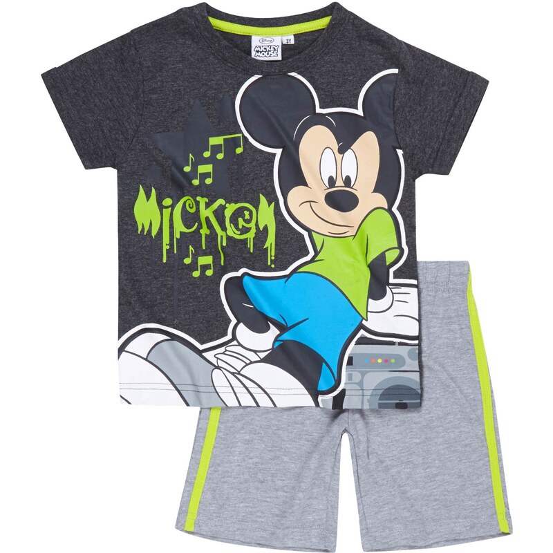 Disney Mickey T-Shirt und Bermuda grau in Größe 98 für Jungen aus 60 % Baumwolle 40 % Polyester