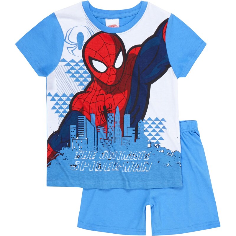 Spiderman Shorty-Pyjama marine blau in Größe 104 für Jungen aus 100% Baumwolle