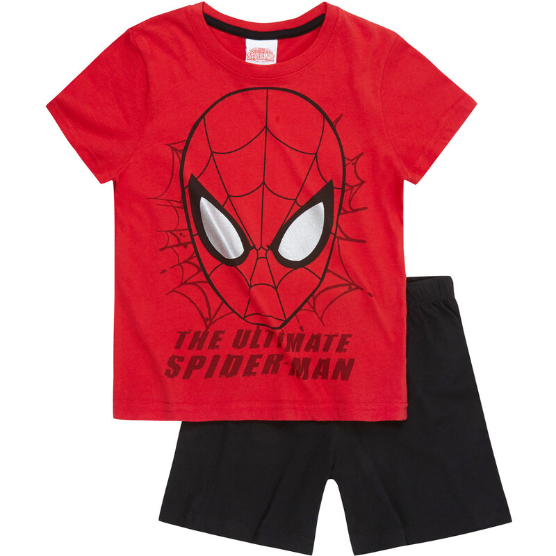 Spiderman Shorty-Pyjama rot in Größe 104 für Jungen aus 100% Baumwolle