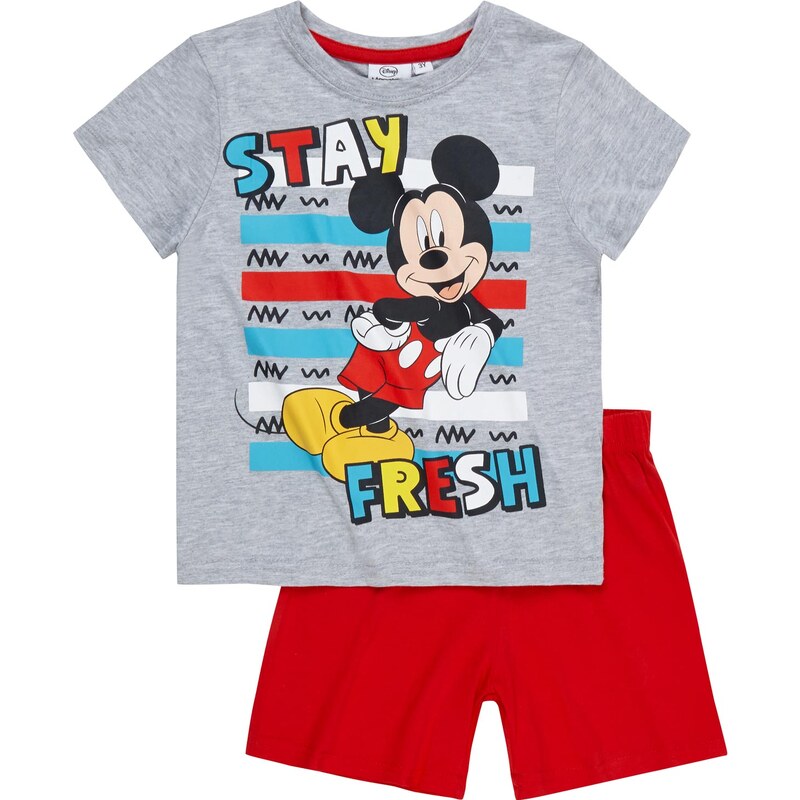 Disney Mickey Shorty-Pyjama grau in Größe 98 für Jungen aus 100% Baumwolle Graumelange: 60% Baumwolle 40% Polyester