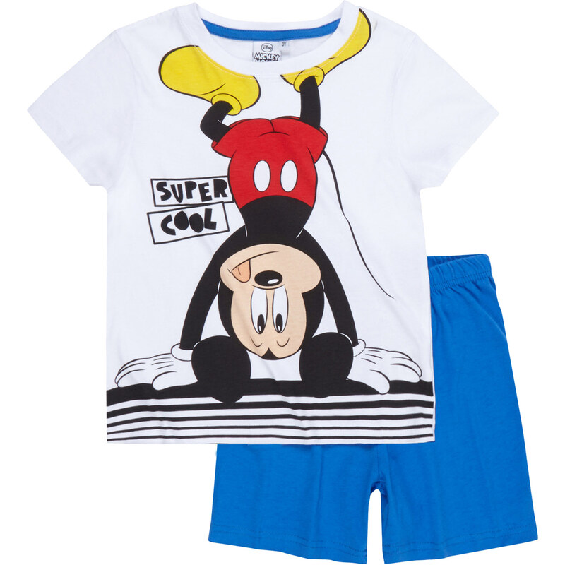 Disney Mickey Shorty-Pyjama weiß in Größe 98 für Jungen aus 100% Baumwolle