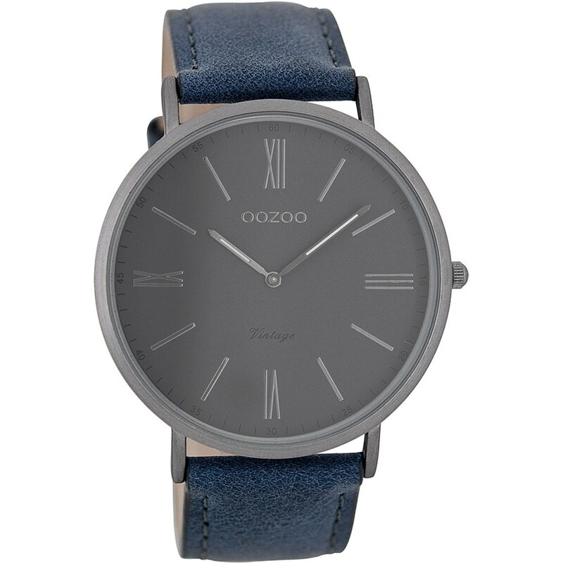 Oozoo Vintage Herren-Armbanduhr Grau/Blau C7703
