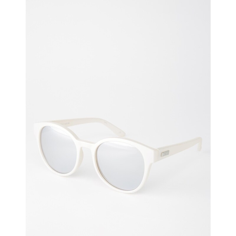 Le Specs - Paramount - Runde Sonnenbrille mit verspiegelten Gläsern - Cremeweiß