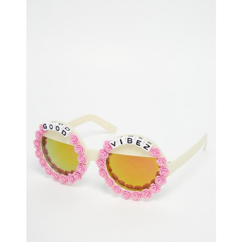 Rad + Refined - Runde Sonnenbrille mit verspiegelten Gläsern - Rosa