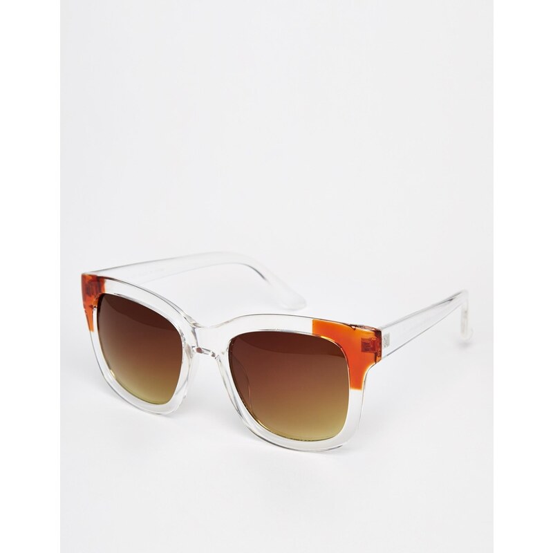 ASOS - Eckige Sonnenbrille mit gefärbten Rändern - Transparent