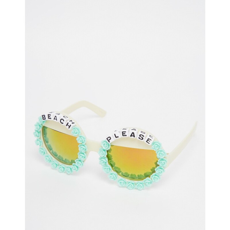 Rad + Refined - Beach Please - Runde Sonnenbrille mit verspiegelten Gläsern - Blau