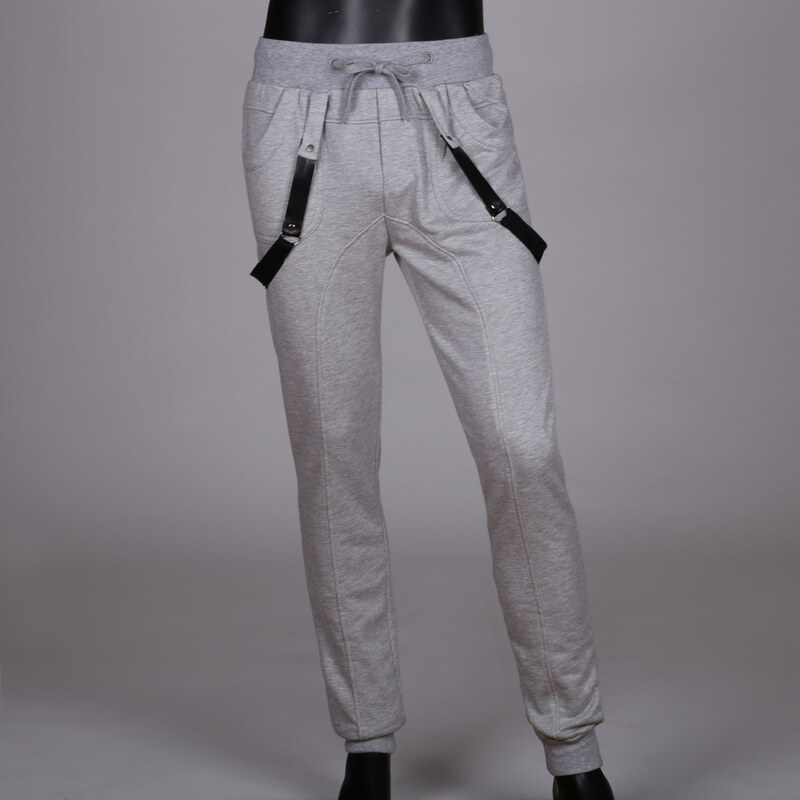 Lesara Sweatpants mit Hosenträgern - Grau - S