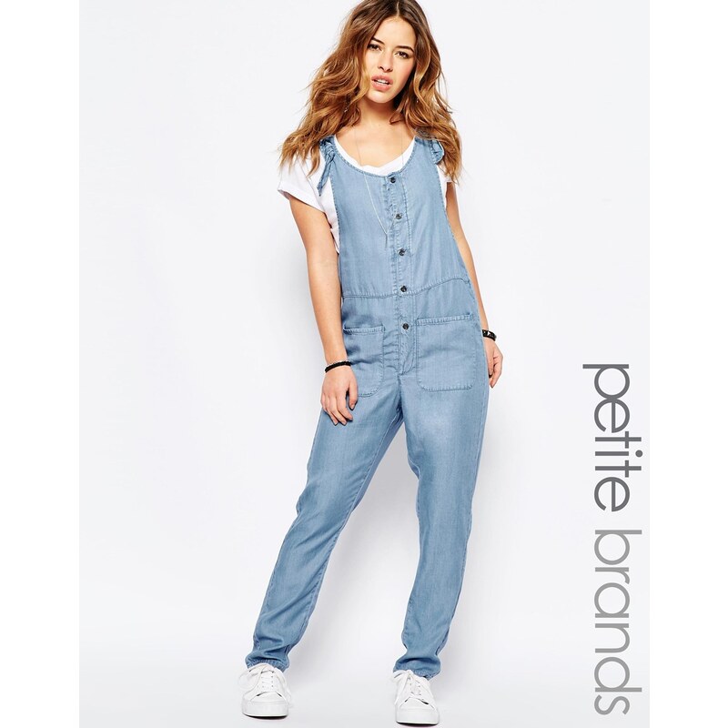 Noisy May - Petite - Chambray-Overall mit durchghender Knopfleiste - Blau