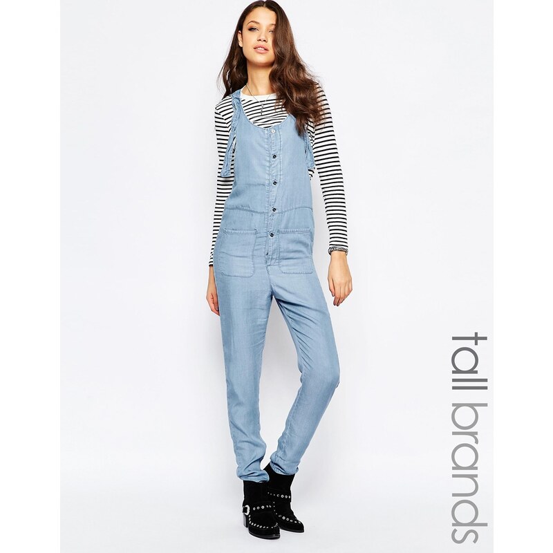 Noisy May Tall - Chambray-Overall mit Knopfleiste - Blau
