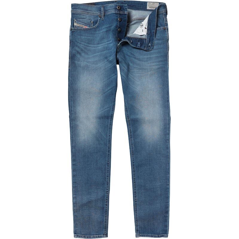 Diesel Herren Tepphar 665H Tape Fit Jeans mit zulaufendem Bein Blau
