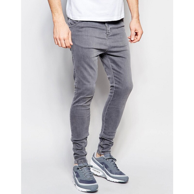SikSilk - Enge Jeans mit tiefem Schritt - Grau