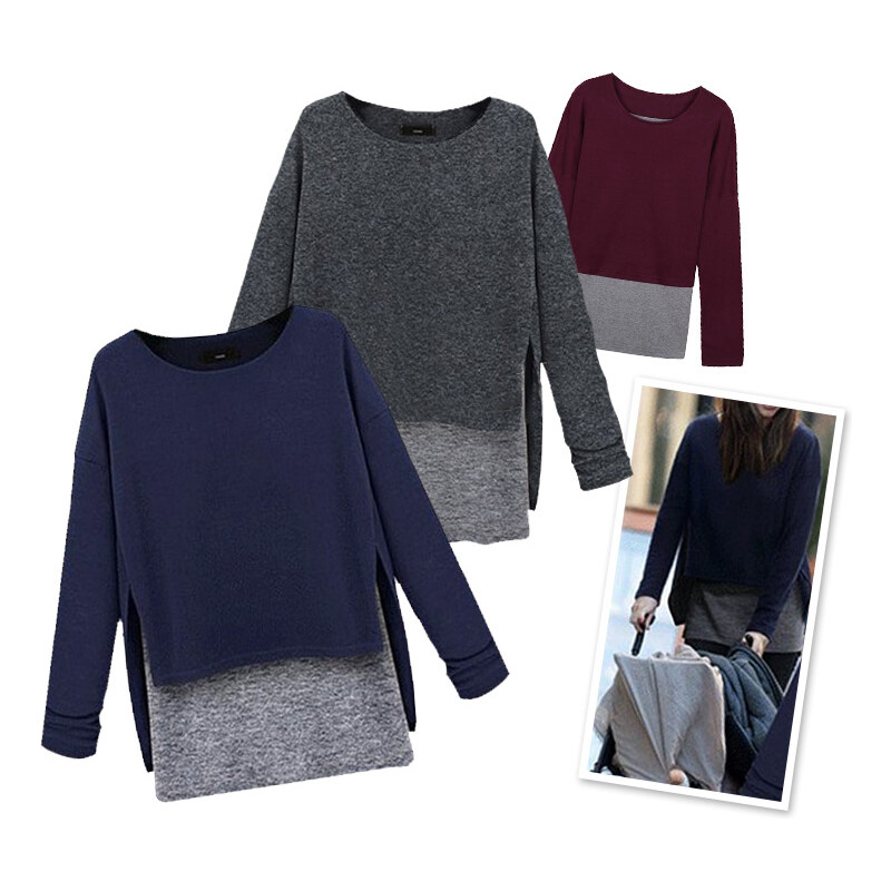 Lesara Sweater im Lagen-Look - XS - Grau