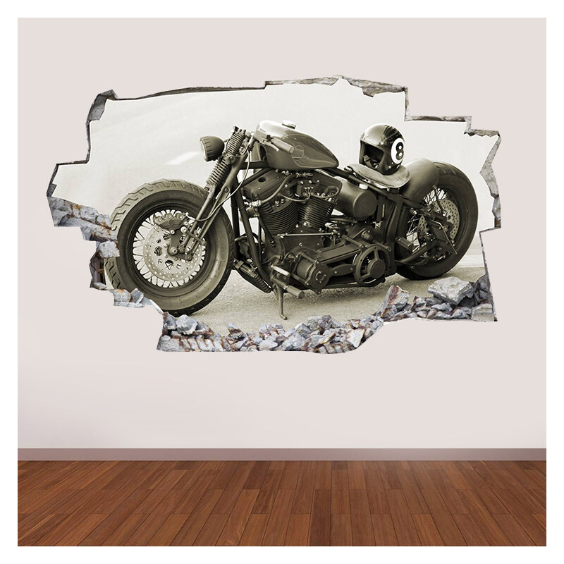 Lesara 3D-Vinyl-Wandsticker Motorrad - 150 x 100 cm