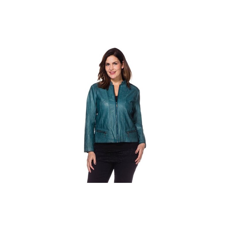 Damen Style Lederimitat-Jacke SHEEGO STYLE grün 40,42,44,46,48,50,52,54,56,58