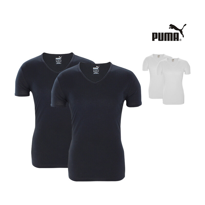 2er-Set Puma T-Shirt mit V-Ausschnitt - Weiß - XL