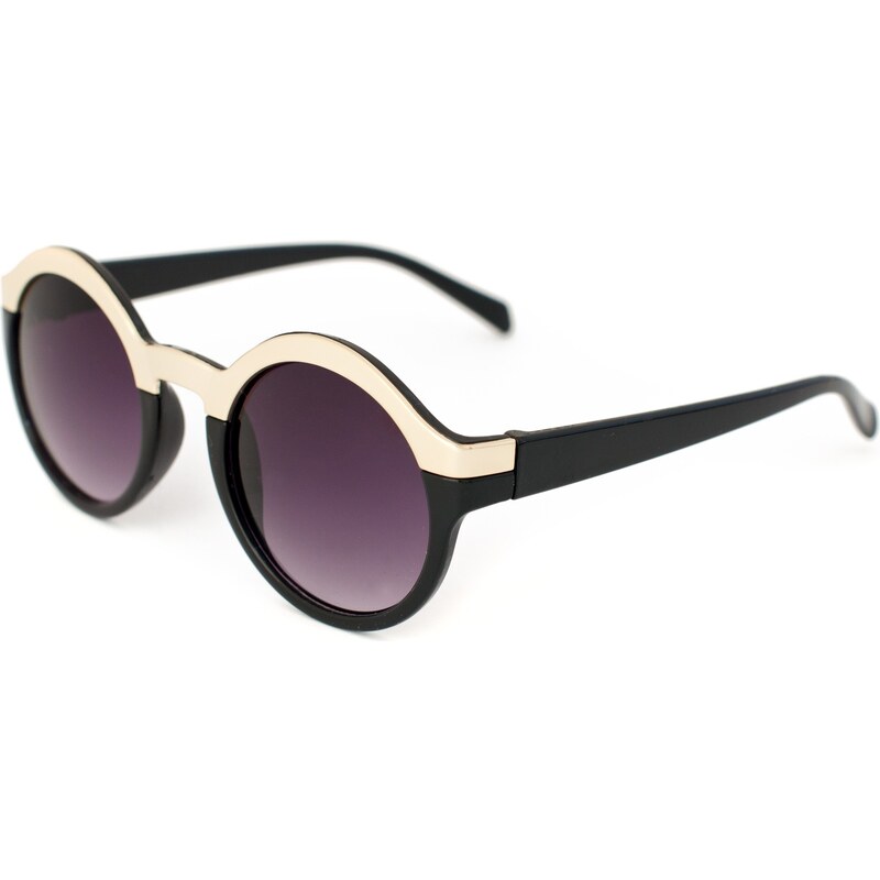 Lesara Runde Sonnenbrille mit zweifarbigem Rahmen - Schwarz