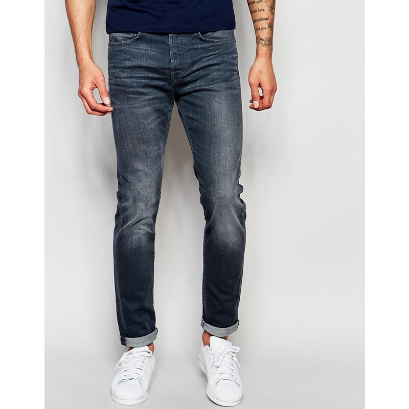 Edwin - ED-80 - Schmal zulaufende Stretch-Jeans in grauer CS-Waschung - Grau