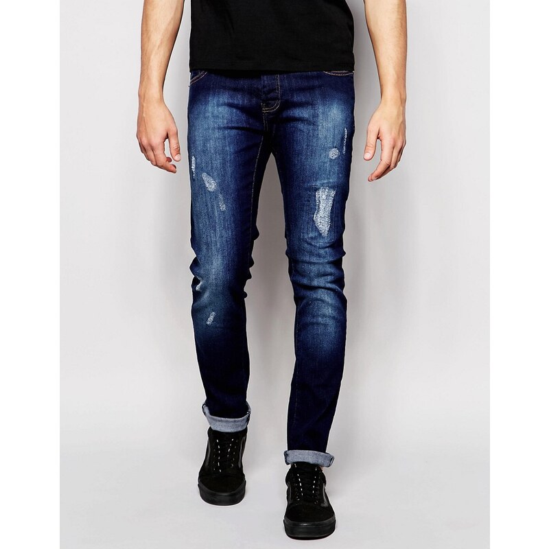 Loyalty & Faith - Skinny-Jeans im Distressed-Look, dunkle Waschung - Blau