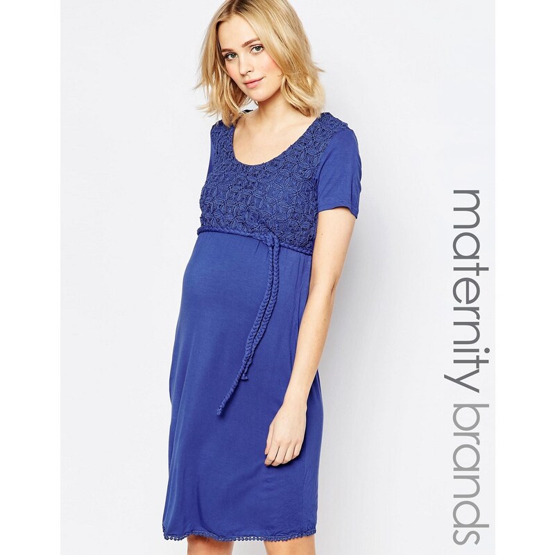 Mama.licious Mamalicious - Lassy - Kleid mit besticktem Oberteil - Blau