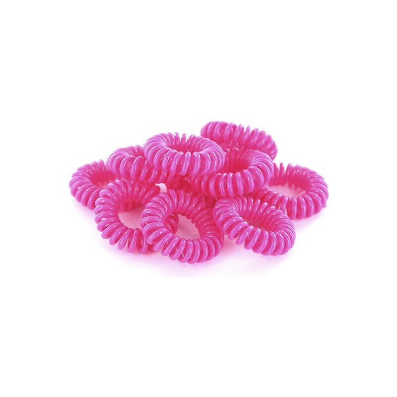 Lesara 10er-Set Haargummi im Telefonkabel-Design - Pink