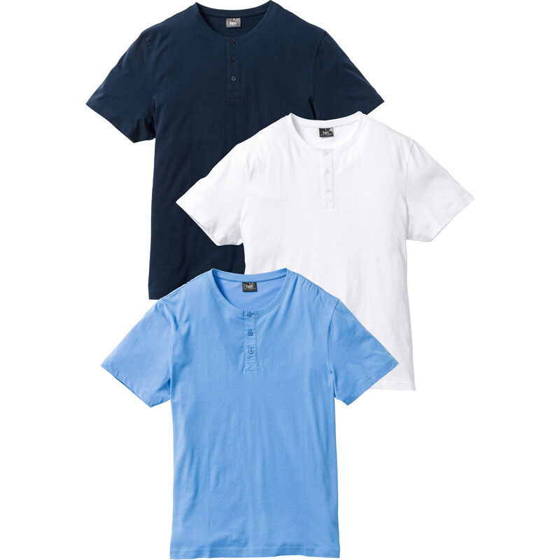 bpc bonprix collection T-Shirt (3er Pack) Regular Fit kurzer Arm in blau für Herren von bonprix