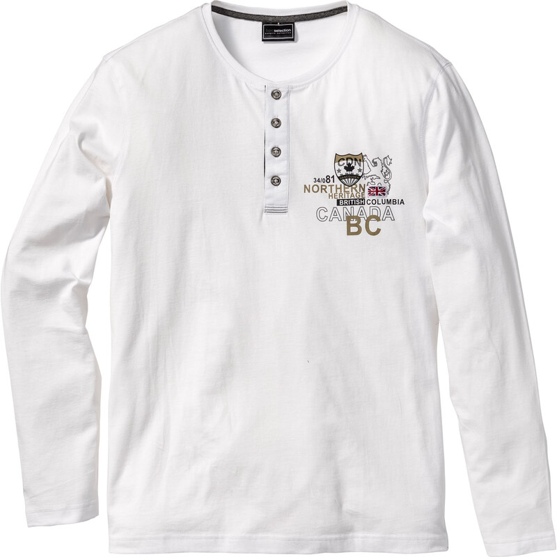 bpc selection Langarmshirt Regular Fit in weiß für Herren von bonprix