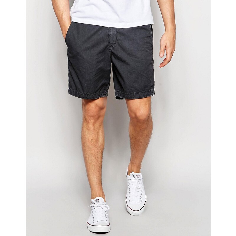 Abercrombie & Fitch - Schmale Shorts in verwaschenem Schwarz - Blau