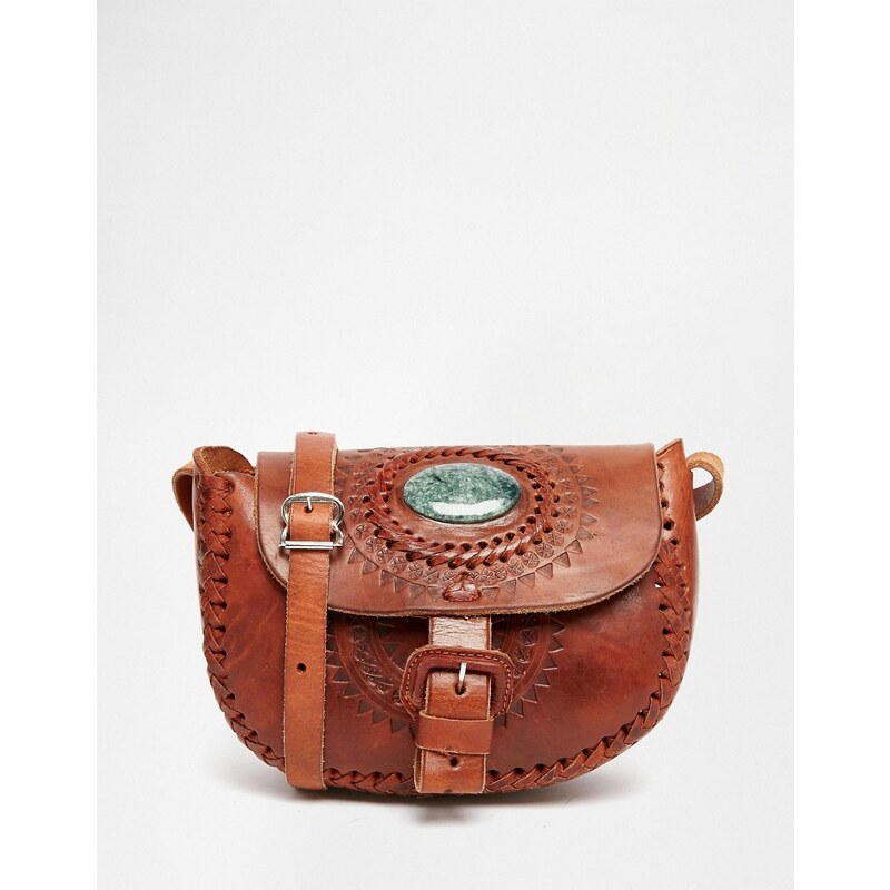 Hiptipico - Handgefertigte Tasche mit Prägung und Jade-Halbedelstein - Bronze