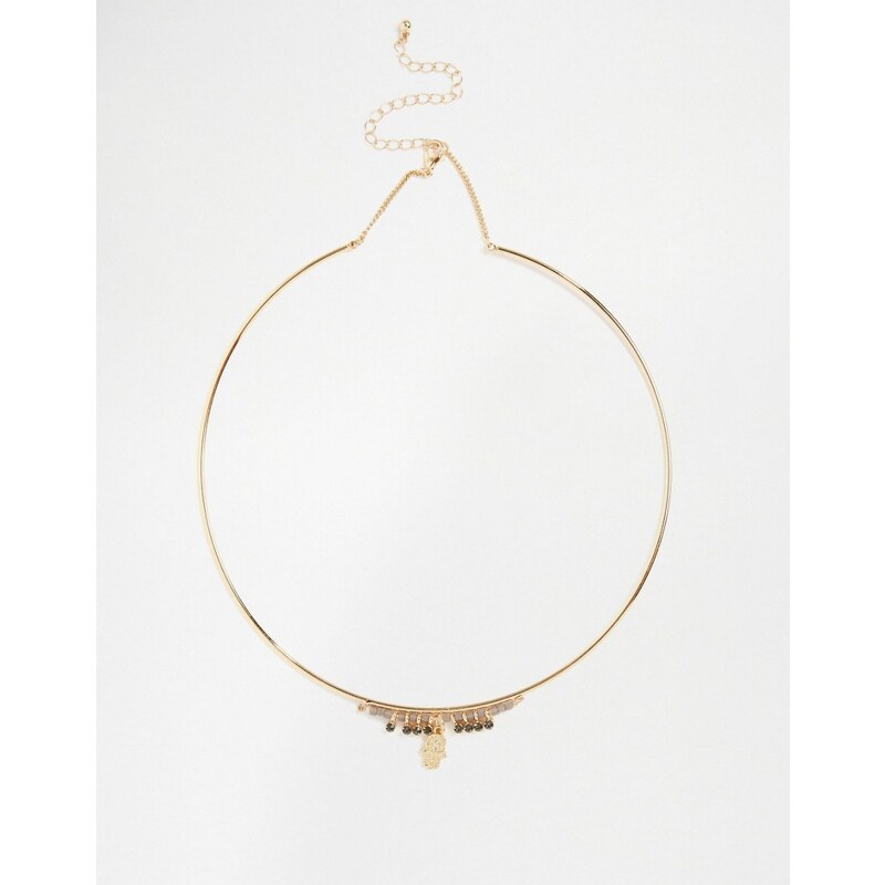 Nylon-Halskette mit Hand der Fatima - Gold