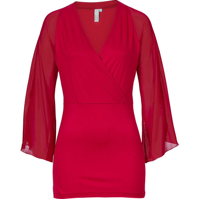 BODYFLIRT boutique Shirt mit Chiffonärmeln in rot für Damen von bonprix