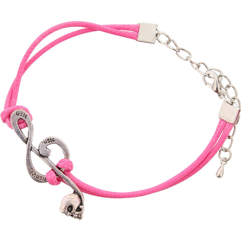 Lesara Armband mit Totenkopf-Notenschlüssel - Pink