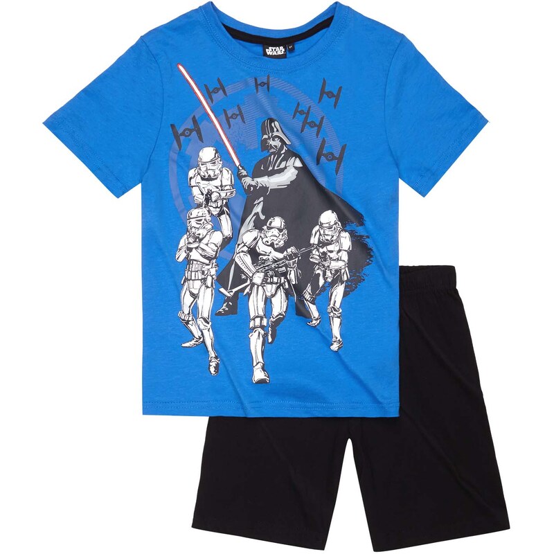 Star Wars-The Clone Wars Shorty-Pyjama blau in Größe 116 für Jungen aus 100% Baumwolle