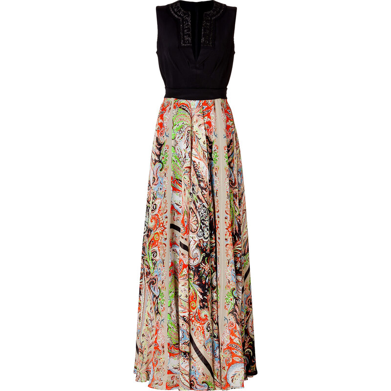 Etro Silk Gown with Embellished Collar