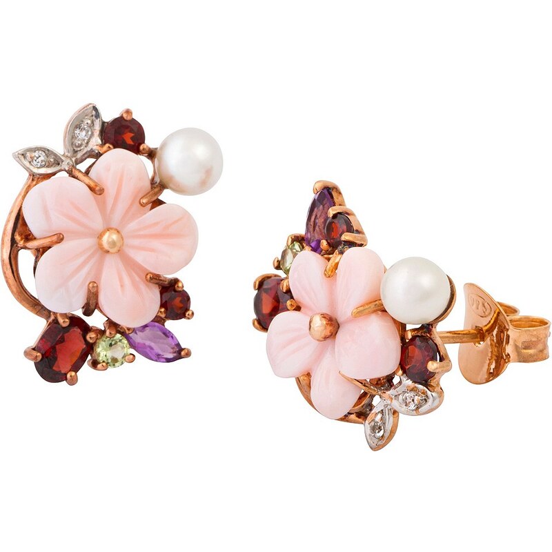 vivance jewels Paar Ohrstecker mit Süßwasserzuchtperlen und Muschelschalen, »Blume«