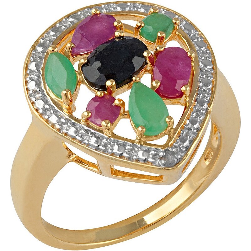 vivance jewels Ring mit Rubinen, Saphiren und Smaragden