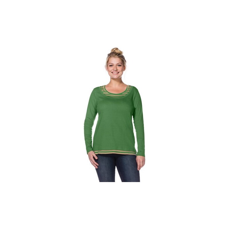 Damen Casual Langarmshirt in 2-in-1-Optik SHEEGO CASUAL grün 40/42,44/46,48/50,52/54