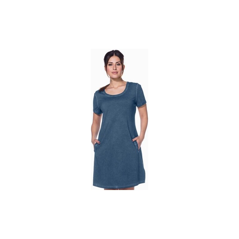 SHEEGO CASUAL Damen Casual Jerseykleid in Oil-washed-Optik blau 40/42,44/46,48/50