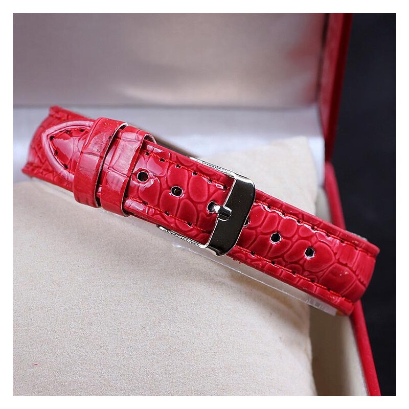 Lesara Leder-Armbanduhr mit Strass - Rot