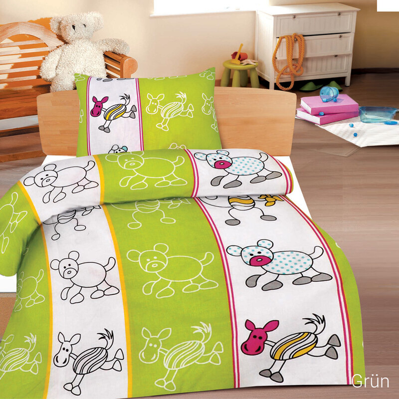 Lesara Kinder Renforcé-Bettwäsche mit Tier-Motiven - Grün
